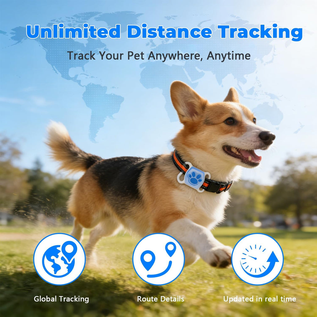GPS Tracker for Dogs & Cats - No Monthly Fee, Waterproof Real-Time Tracking Collar for Pets, Kids,Luggage & Assets | 365-Day Battery Life | Ios & Android Compatible | Anti-Lost Device