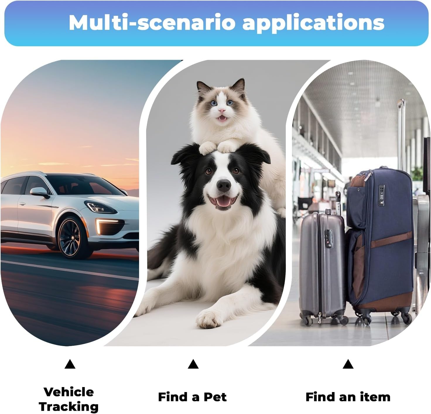 GPS Tracker for Dogs & Cats - No Monthly Fee, Waterproof Real-Time Tracking Collar for Pets, Kids,Luggage & Assets | 365-Day Battery Life | Ios & Android Compatible | Anti-Lost Device